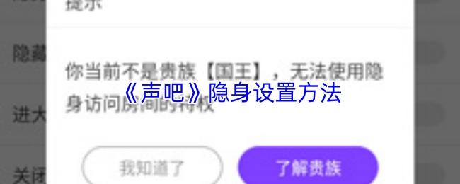 声吧 隐身设置方法