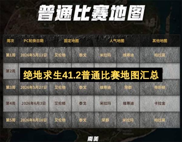 绝地求生41.2普通比赛地图汇总