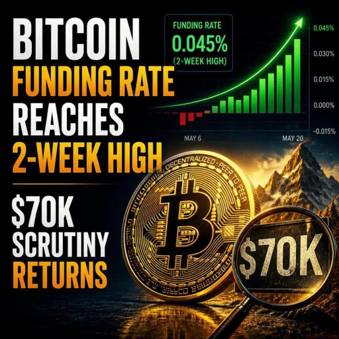 比特币资金费率创两周新高，7万美元关口再受关注